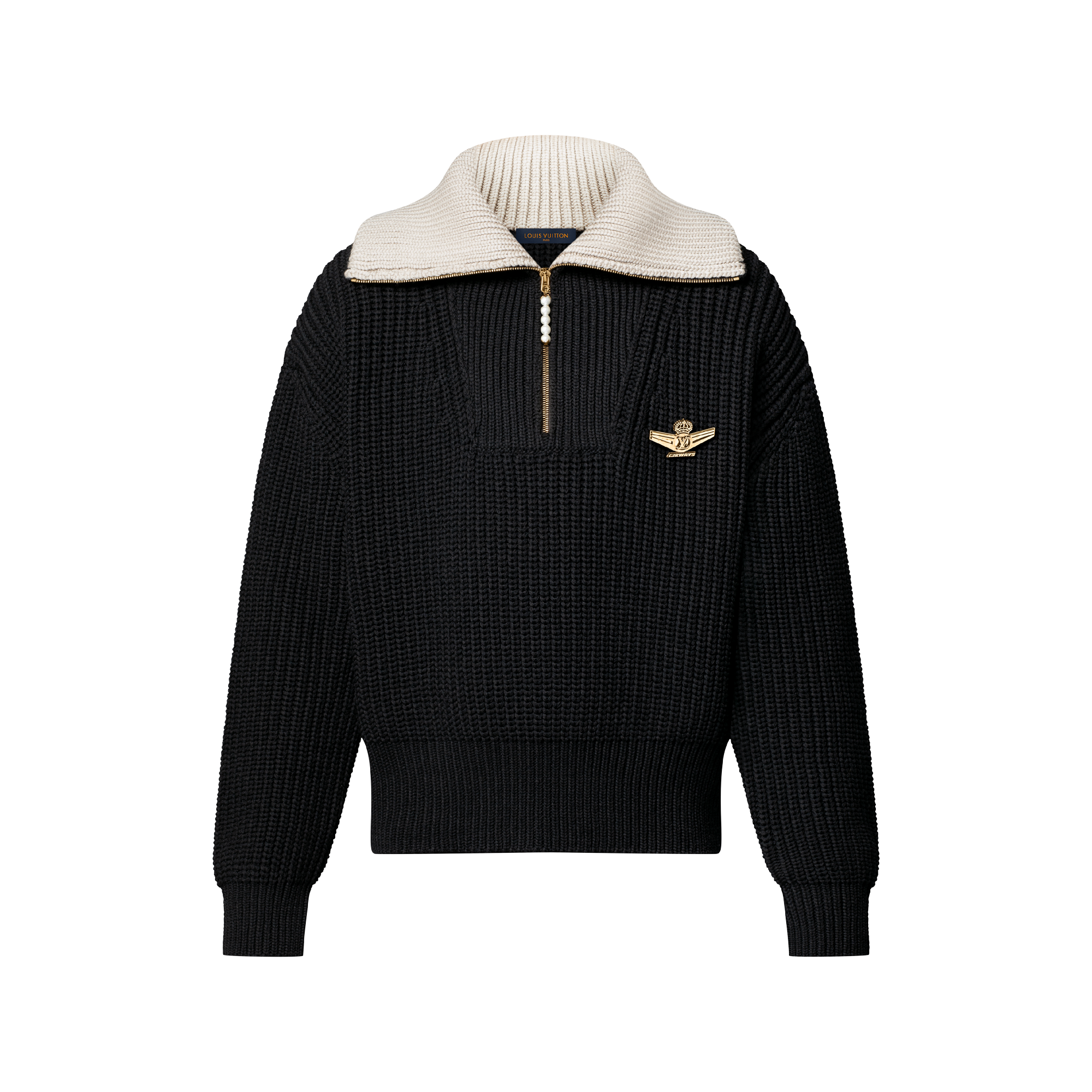 Pulôver em Mescla de Lã Grossa com Meio-Zíper - Ready-to-Wear